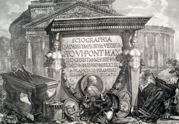 Tafel LXXIII-IV Capriccio von architektonischen Ruinen und Antiquitäten, Illustration für das Kapitel 